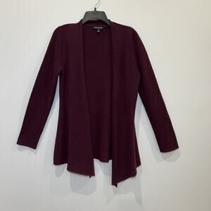 41 Hawthorn Womens Cashmere Cardigan Size M Burgundy Open Front Layering Cozy